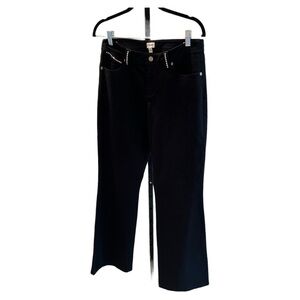 Cache Flare Black Denim Jeans Bling on Front and Back Pockets Size 8​​​​​​​​